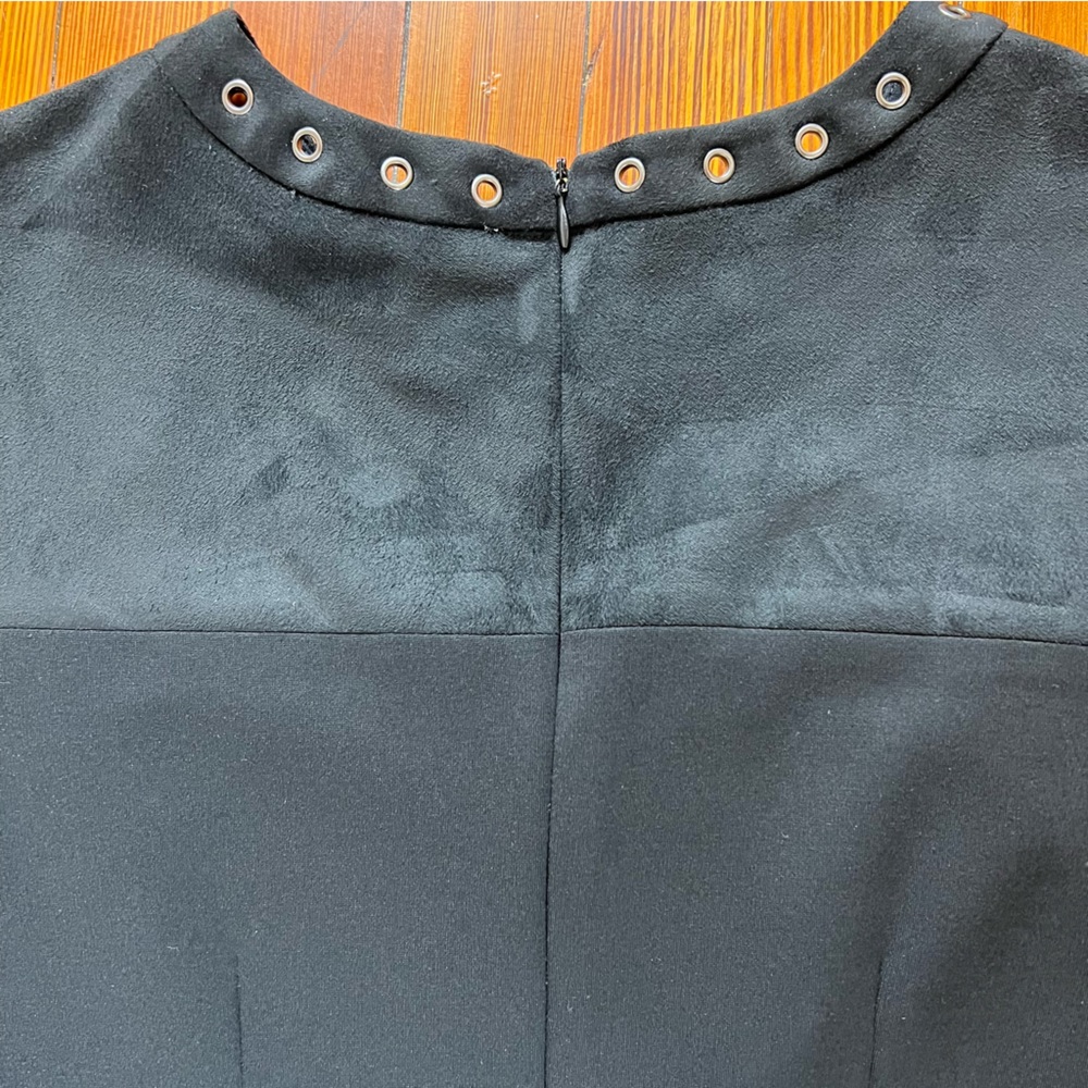 Ipekyol Black Fringe Shoulder Grommet Neck Shift Dress Chic Western Boho Style - Picture 10 of 13